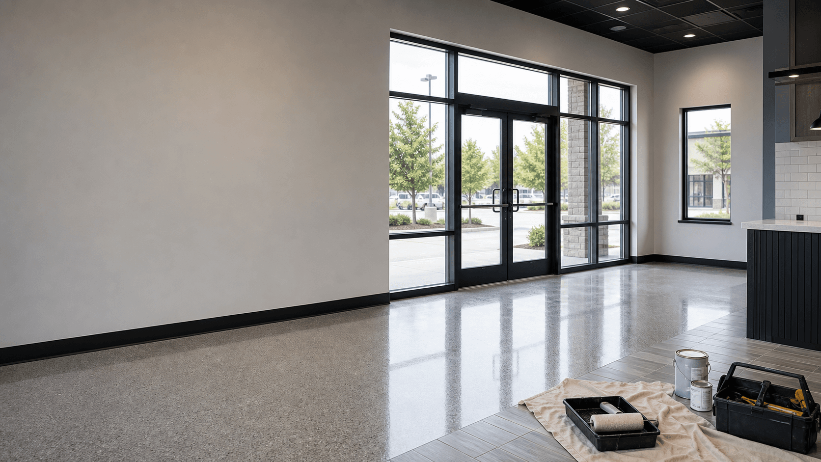 Commercial interior painting and epoxy floor work